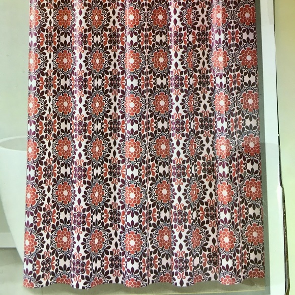 Aimee Red Medallions Peva Shower Curtain Burgundy - Picture 2 of 6